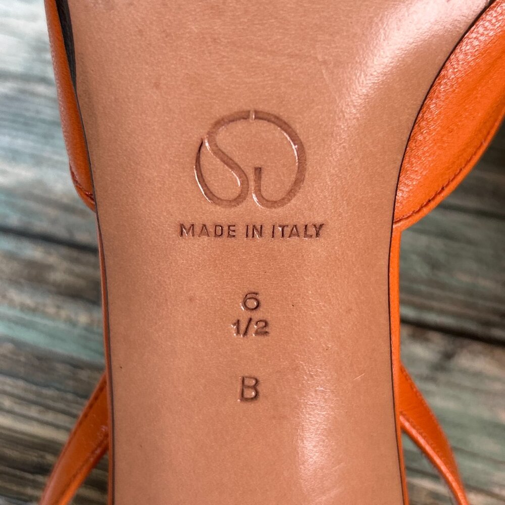St John Slingback Pumps Womens 6.5B Orange Leather Dress Shoe Work Formal Heels - Picture 13 of 13